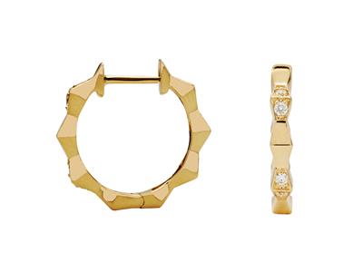 Pendientes De Aro Con Diamantes, Diametro Interior 12 Mm, Diamantes 0,07 Ct, Oro Amarillo 18 Kt