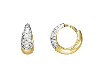 Criollo Forma Gota, Diamantes 0,28 Ct, Diámetro Interior 7 Mm, Oro Amarillo 18 Kt