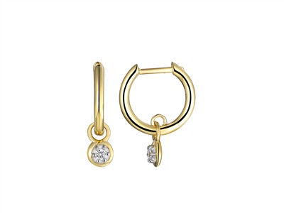 Criollo 9 MM Con Colgante Diamante Engaste Cerrado 0,05 Ct, Altura 17 Mm, Oro Amarillo 18 Kt