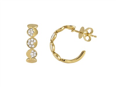Criollo 5 Pastillas 5 Mm, Diamantes0,19 Ct, Diámetro Interior 13 Mm, Oro Amarillo 18 Kt
