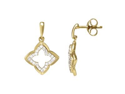 Pendientes Arabesco 12 Mm, Diamantes 0,15 Ct, Oro Amarillo 18 Kt