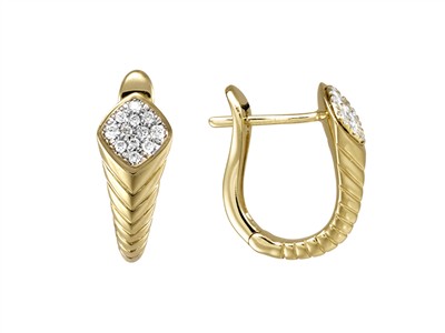 Pendientes Cobra 16 X 7 Mm, Diamantes 0,14 Ct, Oro Amarillo 18 Kt