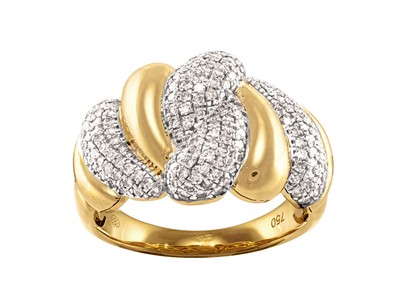 Anillo Drapeado 14 Mm, Diamantes 0,59 Ct, Oro Amarillo 18 Kt, Tamaño 54