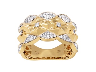 Anillo Espejo 11 Mm, Diamantes 0,50ct, Oro Amarillo 18 Kt, Tamaño 56