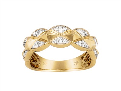 Anillo Espejo 6 Mm, Diamantes 0,28 Ct, Oro Amarillo 18 Kt, Tamaño 56