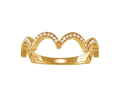 Anillo Ondas 1,50 Mm, Diamantes 0,12 Ct, Oro Amarillo 18 Kt, Tamaño 56