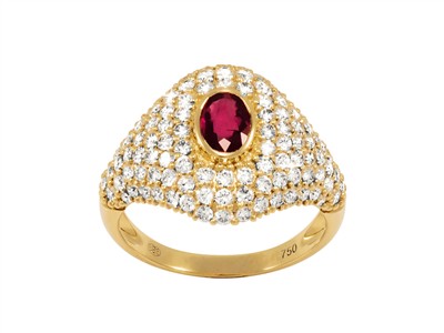 Anillo Hypnose 16 Mm, Diamantes 1,45 Ct Y Rub Ovalado 0,52 Ct, Oro Amarillo 18 Kt, Tamaño 54