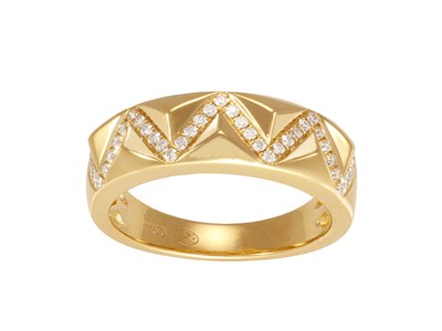 Anillo Dunes 6 Mm, Diamantes 0,19 Ct, Oro Amarillo 18 Kt, Tamaño 56