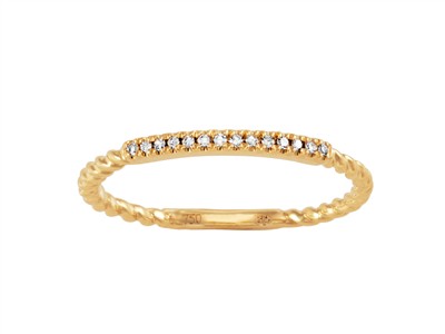 Anillo Twist 1,60 Mm, Diamantes 0,04 Ct, Oro Amarillo 18 Kt, Tamaño 56