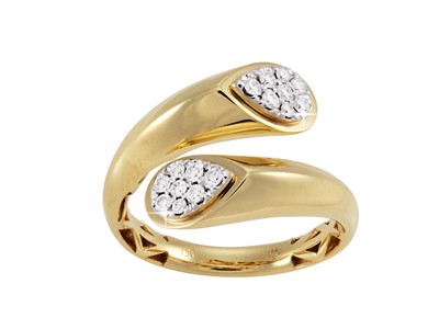 Anillo Toi Et Moi 13 MM Bordes Biselados, Diamantes 0,21 Ct, Oro Amarillo 18 Kt, Tamaño 56