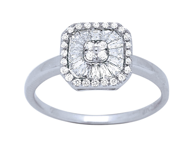 Anillo Cuadrado Grande, Diamantes 0,448 Ct, Oro Blanco 18k
