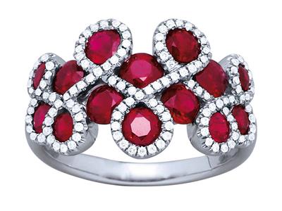 Anillo Forma 8, Rub De 2,53 Ct Y Diamantes De 0,29 Ct, Oro Gris De 18k, Dedo 52