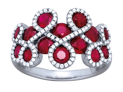 Anillo Forma 8, Rub De 2,53 Ct Y Diamantes De 0,29 Ct, Oro Blanco De 18 K, Dedo 54