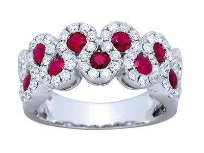 Anillo En Forma De Onda, Rub De 0,80 Ct Y Diamantes De 0,72 Ct, Oro Blanco De 18 K, Tamaño Del Anillo 62
