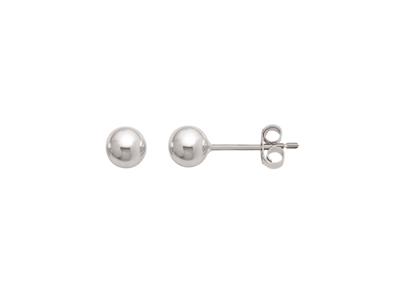 Pendientes, Bola 4 Mm, Oro Blanco 18k