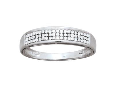 Alianza De Boda Con Engaste De 3 Hileras, Diamantes De 0,19 Ct, Oro Blanco De 18 K, Tamaño De Dedo 52