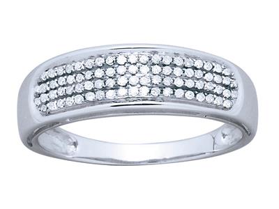 Alianza De Boda Con Engaste De 4 Hileras, Diamantes De 0,25 Ct, Oro Blanco, Tamaño 50