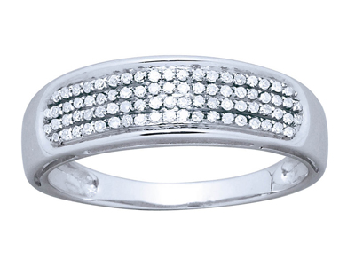 Alianza De Boda Con Engaste De 4 Hileras, Diamantes De 0,25 Ct, Oro Blanco De 18 K, Tamaño 56
