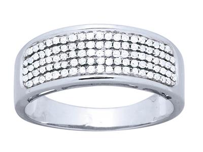 Alianza De Boda Engarzada De 5 Hileras, Diamantes De 0,34 Ct, Oro Blanco De 18 K, Tamaño 52