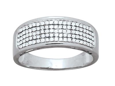 Alianza De Boda Engastada De 5 Hileras, Diamantes De 0,34 Ct, Oro Blanco De 18 K, Tamaño De Dedo 56