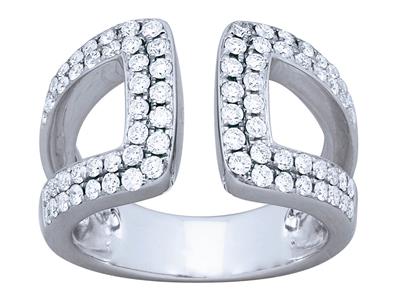 Anillo Calado De Frente, Diamantes De 0,87 Ct, Oro Blanco De 18 K, Tamaño 52 - Imagen Estandar - 2