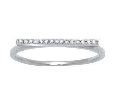 Anillo En Línea, Diamantes 0,05 Ct,oro Blanco De 18 Quilates, Dedo 54 - Imagen Estandar - 2