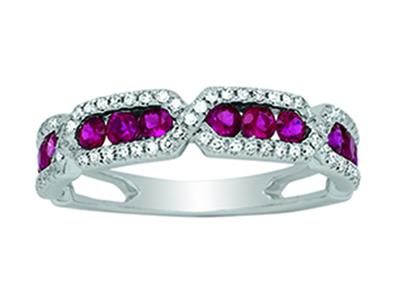 Anillo Rub 0,64 Ct, Diamantes 0,30ct, Oro Blanco De 18 K, Tamaño 52