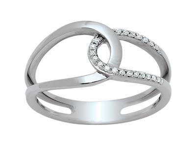 Anillo Entrelazado Calado, Diamantes 0,09 Ct, Oro Blanco De 18 K, Dedo52 - Imagen Estandar - 1