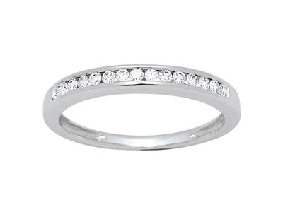 Alianza De Media Vuelta Con Monturade Carril, Diamantes Redondos De 0 ,17 Ct, Oro Blanco De 18 K, Tamaño