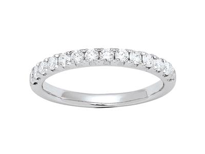 Alianza De Media Vuelta Con Engasteen Garras, Diamantes Redondos De 0 ,46 Quilates, Oro Blanco De 18 K, T - Imagen Estandar - 1