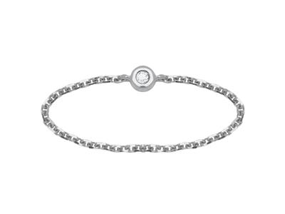 Anillo De Cadena, Diamantes De 0,03ct, Oro Blanco De 18 K, Dedo 56 - Imagen Estandar - 1