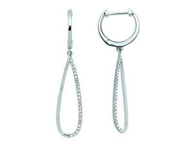 Pendientes Colgantes De 37mm, Diamantes De 0,13 Ct, Oro Blanco De 18 K