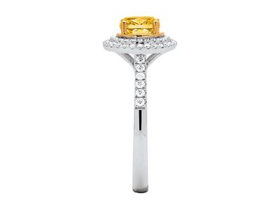 Anillo Solitario, Diamante Amarillo Ovalado 0,77ct, Diamantes 0,28ct, Oro Blanco 18k, Dedo 52 - Imagen Estandar - 2