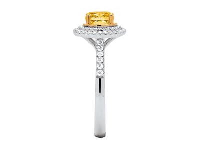 Anillo Solitario, Diamante Amarilloovalado 0,77 Ct, Diamantes 0,28 Ct , Oro Blanco De 18 K, Dedo 54 - Imagen Estandar - 2