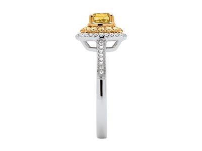 Anillo Solitario, Diamantes Amarillos Princesa 0,71 Ct Y Diamantes Redondos 0,22 Ct, Diamantes 0,16 Ct, O Dedo 54 - Imagen Estandar - 2