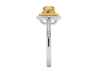 Anillo Solitario, Diamantes Amarillo Princesa 0,71ct Y Redondos 0,22ct, Diamantes 0,16ct, Oro Blanco 18k, Dedo 54 - Imagen Estandar - 2