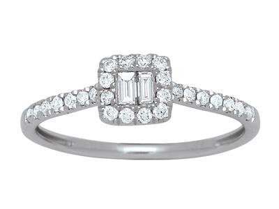Anillo De Diamantes Baguettes Y Redondos 0.26ct, Oro Blanco 18k, Dedo 48 - Imagen Estandar - 3