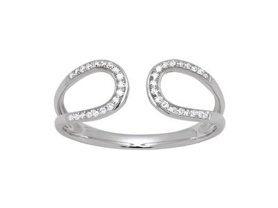 Anillo De Bucle Espalda Con Espalda, Diamantes De Bucle De 0,10 Ct, Oro Blanco De 18 K, Dedo 48