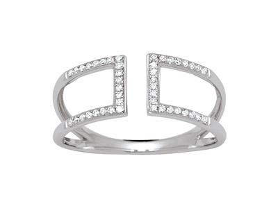 Anillo Cuadrado De Espaldas, Diamantes De 0,12 Ct, Oro Blanco De 18 K,dedo 48