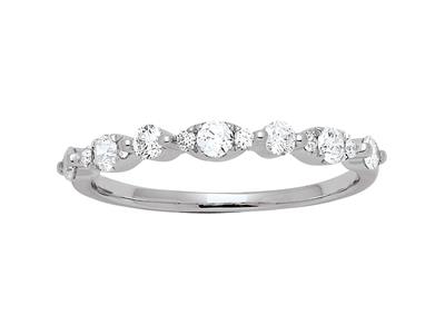 Anillo Semi-engastado En Forma De Rombos, Diamantes De 0,37 Ct, Oro Blanco De 18 K, Tamaño De Dedo 54