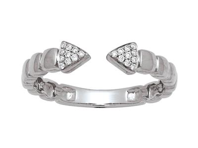 Anillo Flecha, Diamantes De 0,06 Ct, Oro Blanco De 18 K, Tamaño 54 - Imagen Estandar - 1