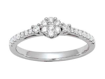 Anillo Solitario Acompañado De Engaste Invisible, Diamantes De 0,38 Ct, Oro Blanco De 18 K, Dedo 56 - Imagen Estandar - 1