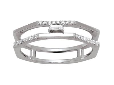 Anillo Dúo Octogonal, Diamantes De 0,11 Ct, Oro Blanco De 18 K, Tamañode Dedo 52 - Imagen Estandar - 1