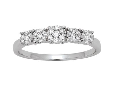 Medio Anillo De Bodas Degradado, Engaste Ilusin De Diamantes De 0,21 Ct, Oro Blanco De 18 K, Tamaño De D
