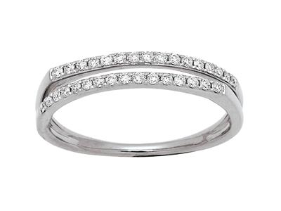 Anillo Calado De Doble Lnea, Diamantes De 0,20 Ct, Oro Blanco De 18 K, Tamaño 48
