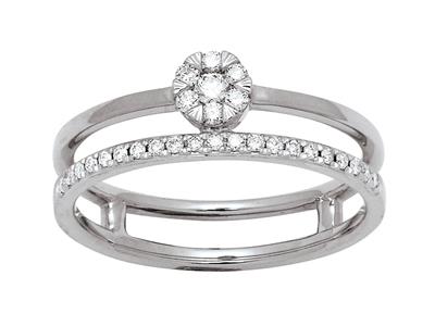 Anillo Solitario Y Alianza, Diamantes De 0,20 Ct, Oro Blanco De 18 K, Tamaño 52