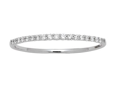 Media Alianza Engastada Con Puntas,19 Diamantes Por 0,11 Ct, Oro Blan Co De 18 K, Tamaño 52