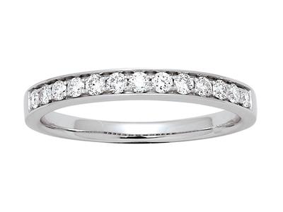 Media Alianza Con Engaste De Canal De 13 Diamantes De 0,25 Ct, Oro Blanco De 18 K, Dedo 52