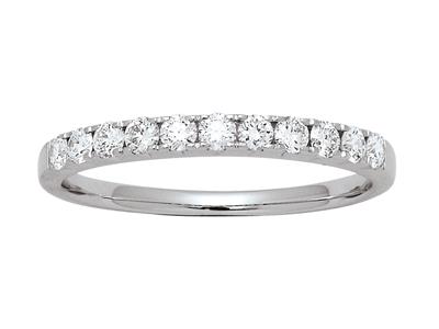 Media Alianza Engastada En Garras, 11 Diamantes Por 0,34 Ct, Oro Blanco De 18 K, Dedo 52 - Imagen Estandar - 1