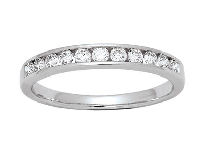 Media Alianza Con Engaste De Canal De 11 Diamantes De 0,34 Ct, Oro Blanco De 18 K, Dedo 56